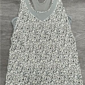 Lululemon Athletica Gray Floral Tone It Tank Top